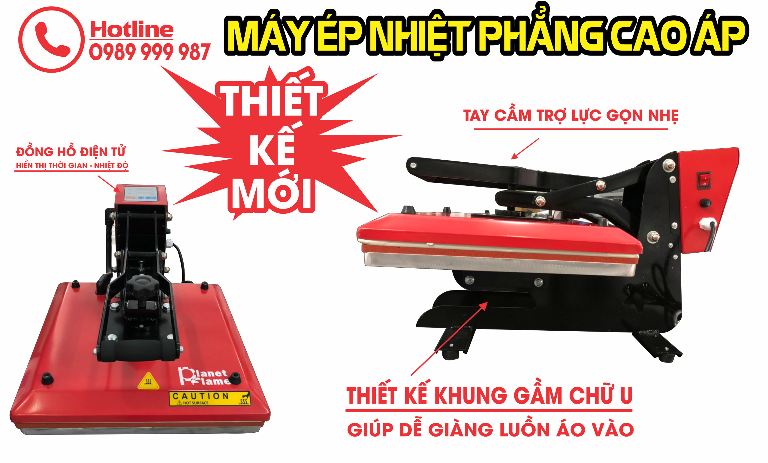 Máy ép nhiệt phẳng 38 x 38cm model mới lồng áo